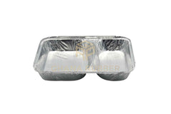2-Section Aluminium Foil Food Containers + Lids (850ml)