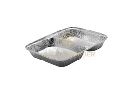 2-Section Aluminium Foil Food Containers + Lids