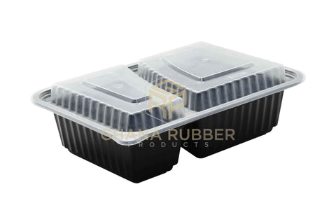 Image of 2-Section Black Microwavable Containers