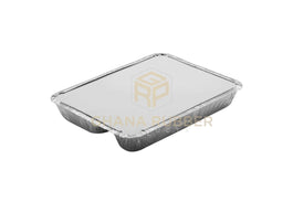 3-Section Aluminium Foil Food Containers + Lids (850ml)
