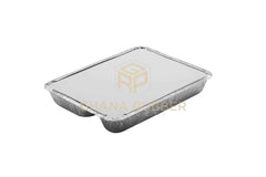3-Section Aluminium Foil Food Containers + Lids (850ml)