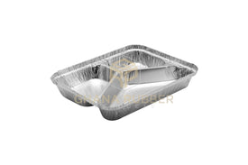 3-Section Aluminium Foil Food Containers + Lids