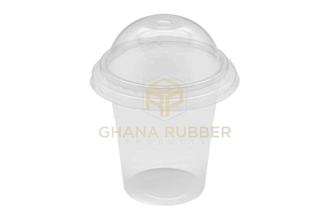 Image of Disposable Plastic Cups 300cc Transparent + Domed Lids