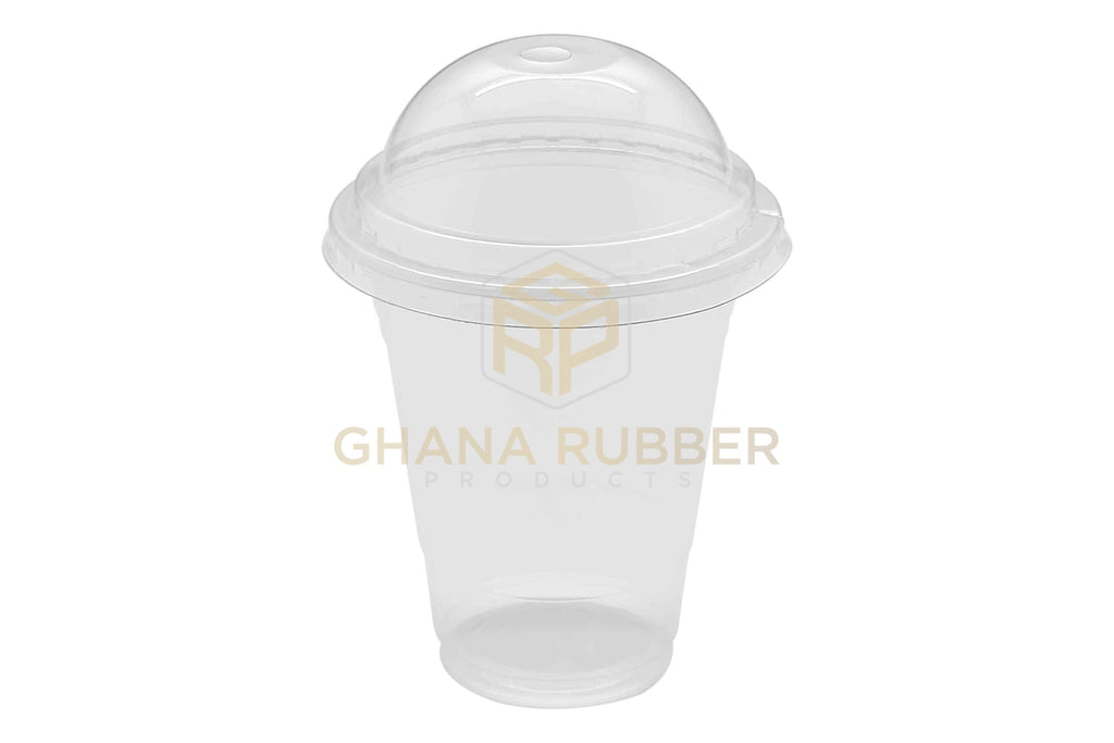 Disposable Plastic Cups 350cc Transparent + Domed Lids
