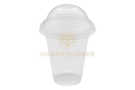 Disposable Plastic Cups 350cc Transparent + Domed Lids