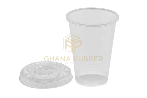 Image of Disposable Plastic Cups 350cc Transparent + Flat Lids