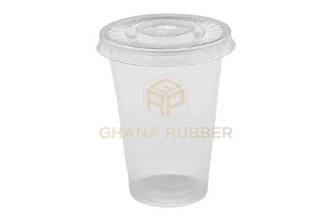 Image of Disposable Plastic Cups 360cc Transparent + Flat Lids