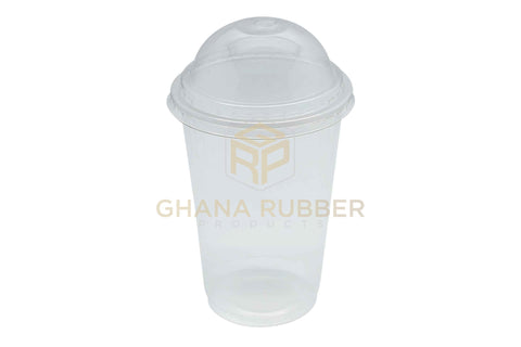 Image of Disposable Plastic Cups 580cc Transparent + Domed Lids
